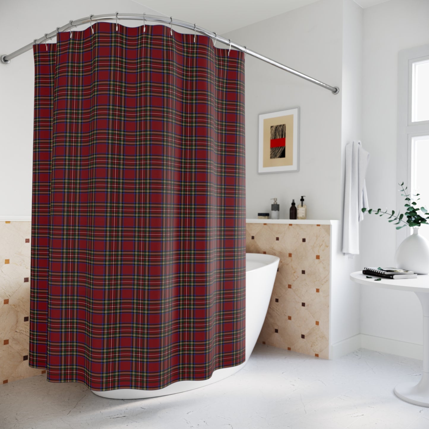 Red Plaid Shower Curtain