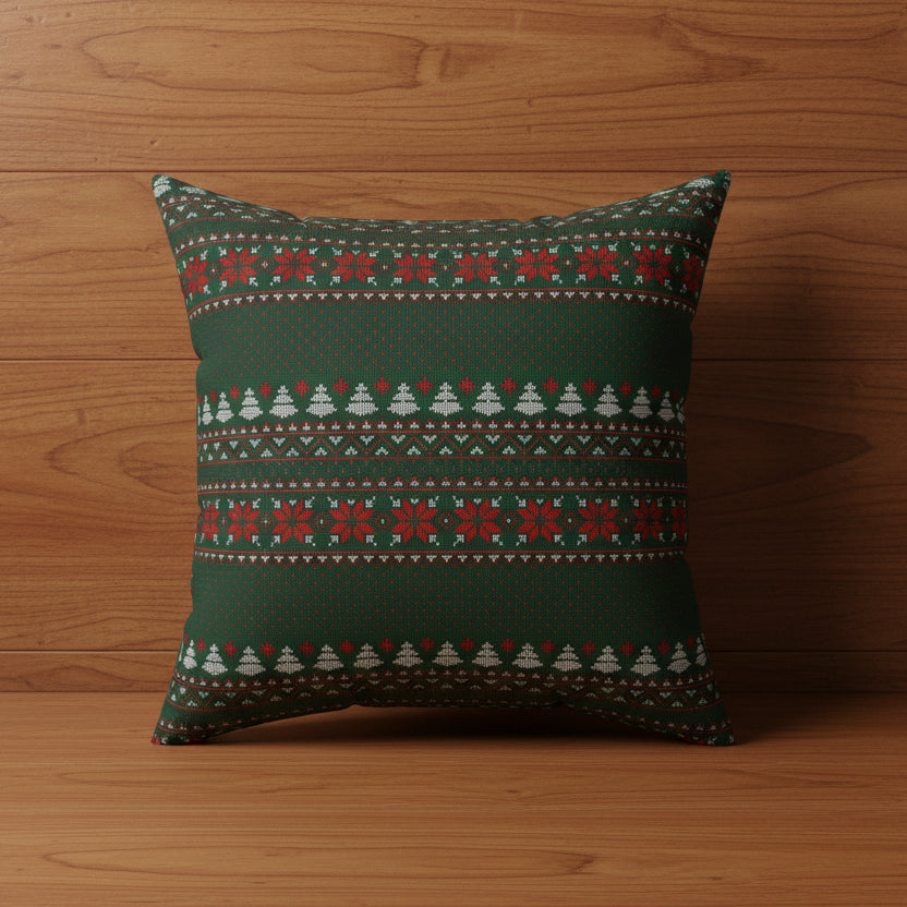 Christmas Fair Isle Faux Suede Pillow