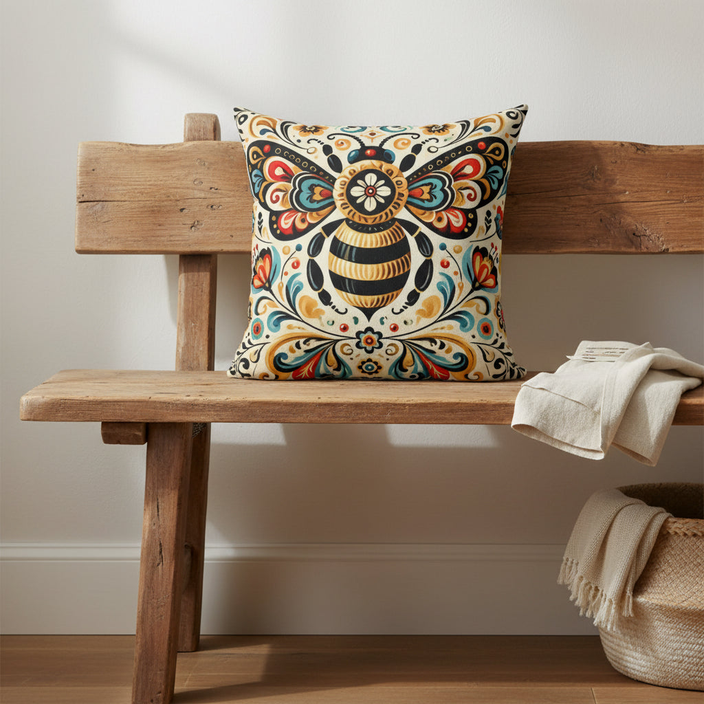Boho Bee Faux Suede Pillow
