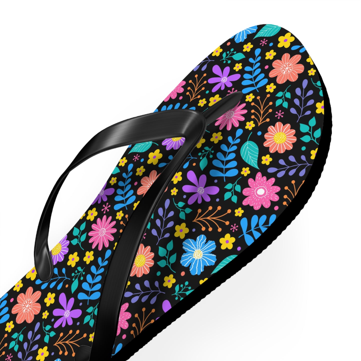 Floral Pattern Flip Flops — Bright Spring Garden Beach Sandals