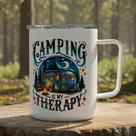 Camping Is My Therapy 10oz Insulated Coffee Mug