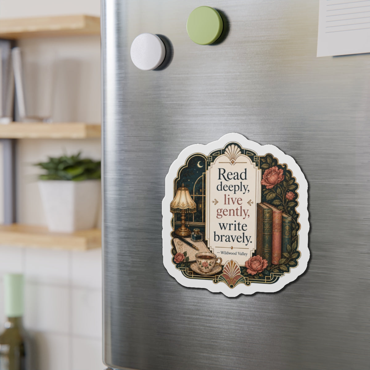 Read Deeply Live Gently Magnet — Literary Vintage Die-Cut Magnet