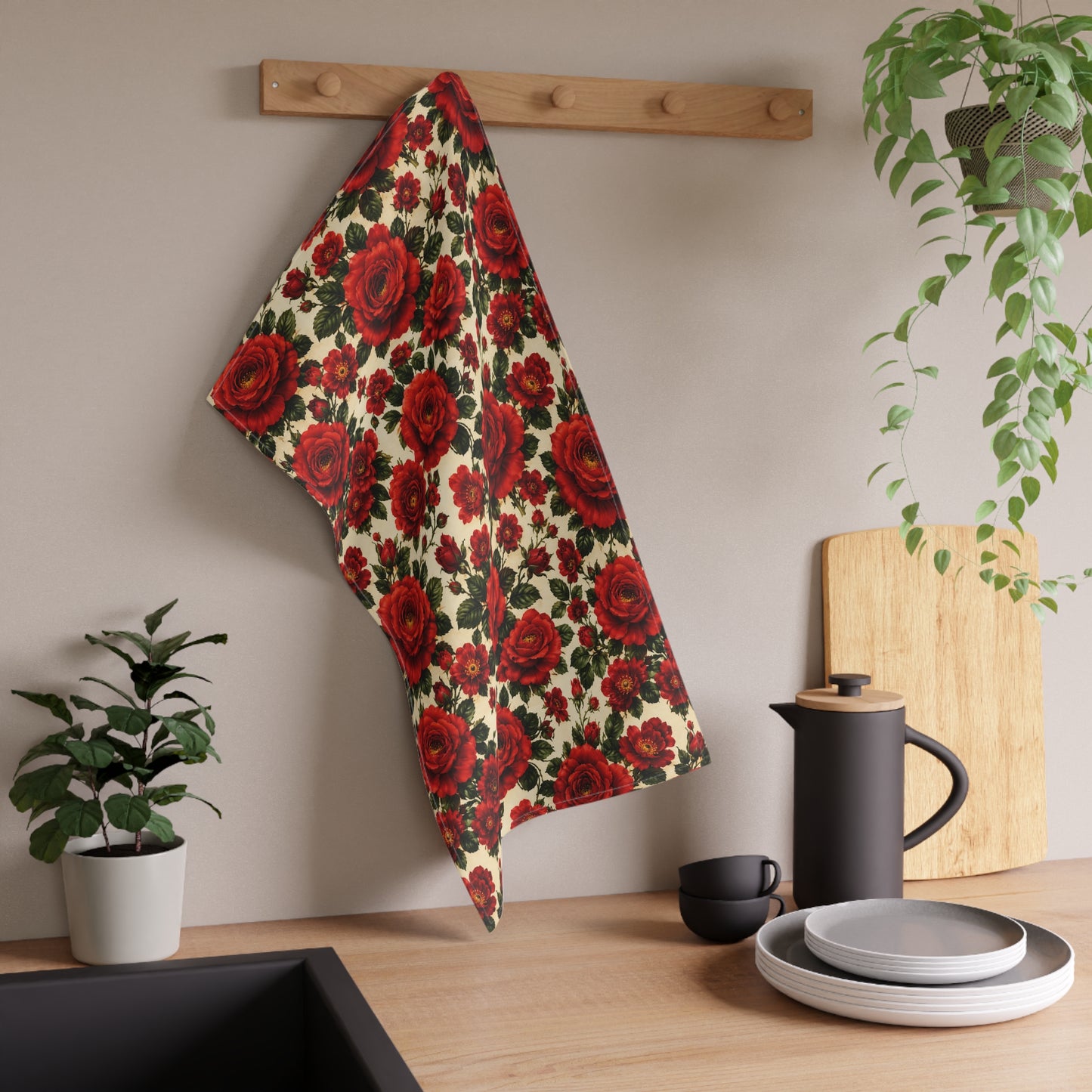 Riverfront Roses Tea Towel