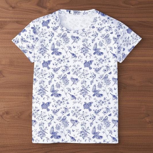 Floral Bluebird Toile Women's Jersey