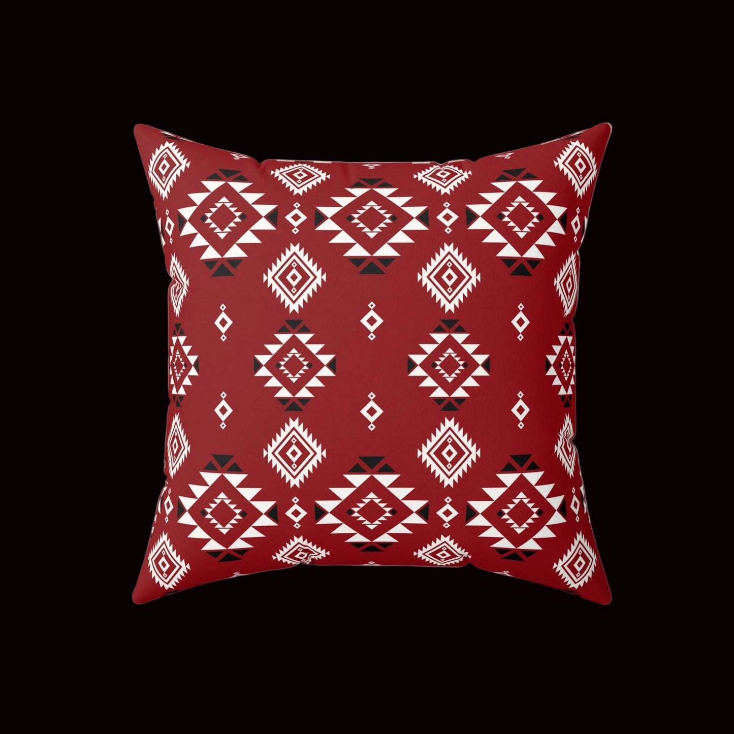 Crimson Tribal Motif Faux Suede Pillow
