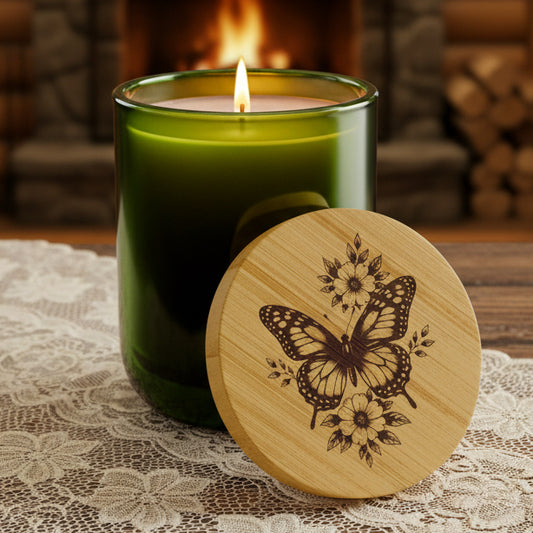 Wildwood Valley Butterfly 14oz Engraved Soy Candle | Scented Gift Candle