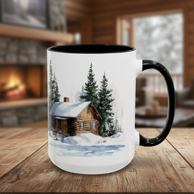 Winter Cabin 15oz Accent Mug