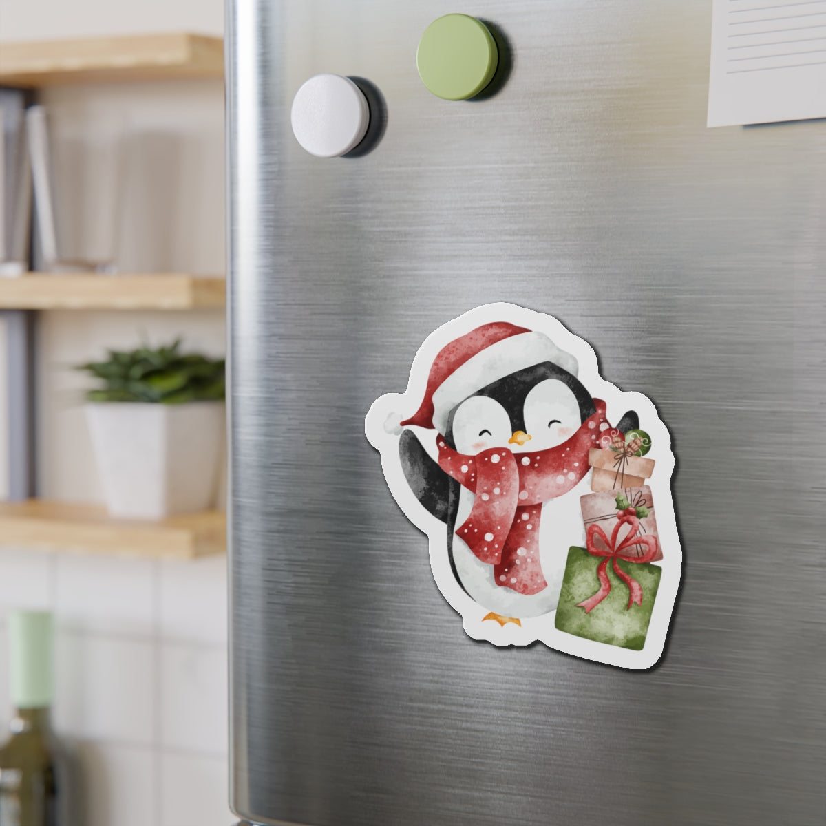Penguin with Gifts Fridge Magnet