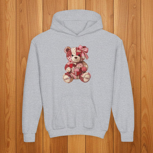 Kids Patchwork Valentine Bear Hoodie