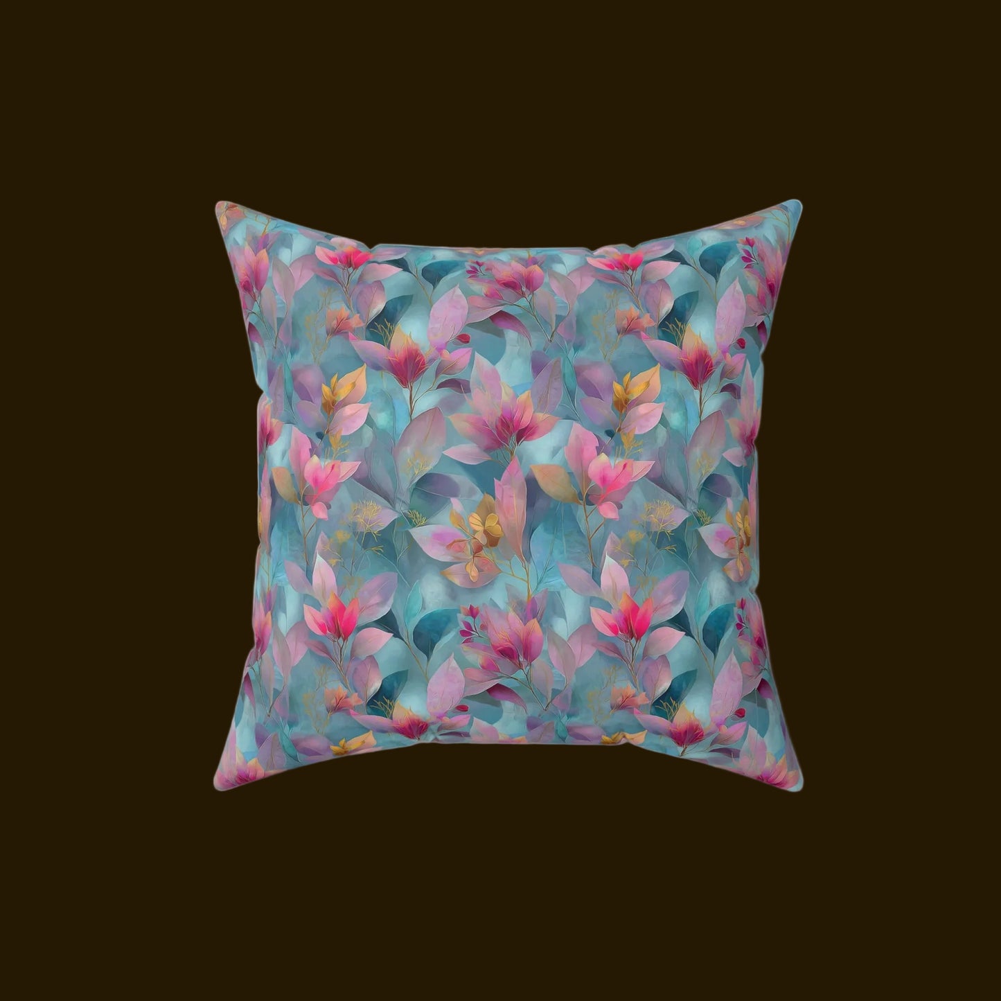 Floral Watercolor Faux Suede Pillow
