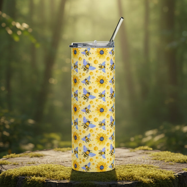 Sunflowers and Bees 20oz Stainless Steel Tumbler