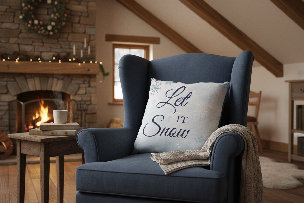 Let It Snow Snowflake Throw Pillow