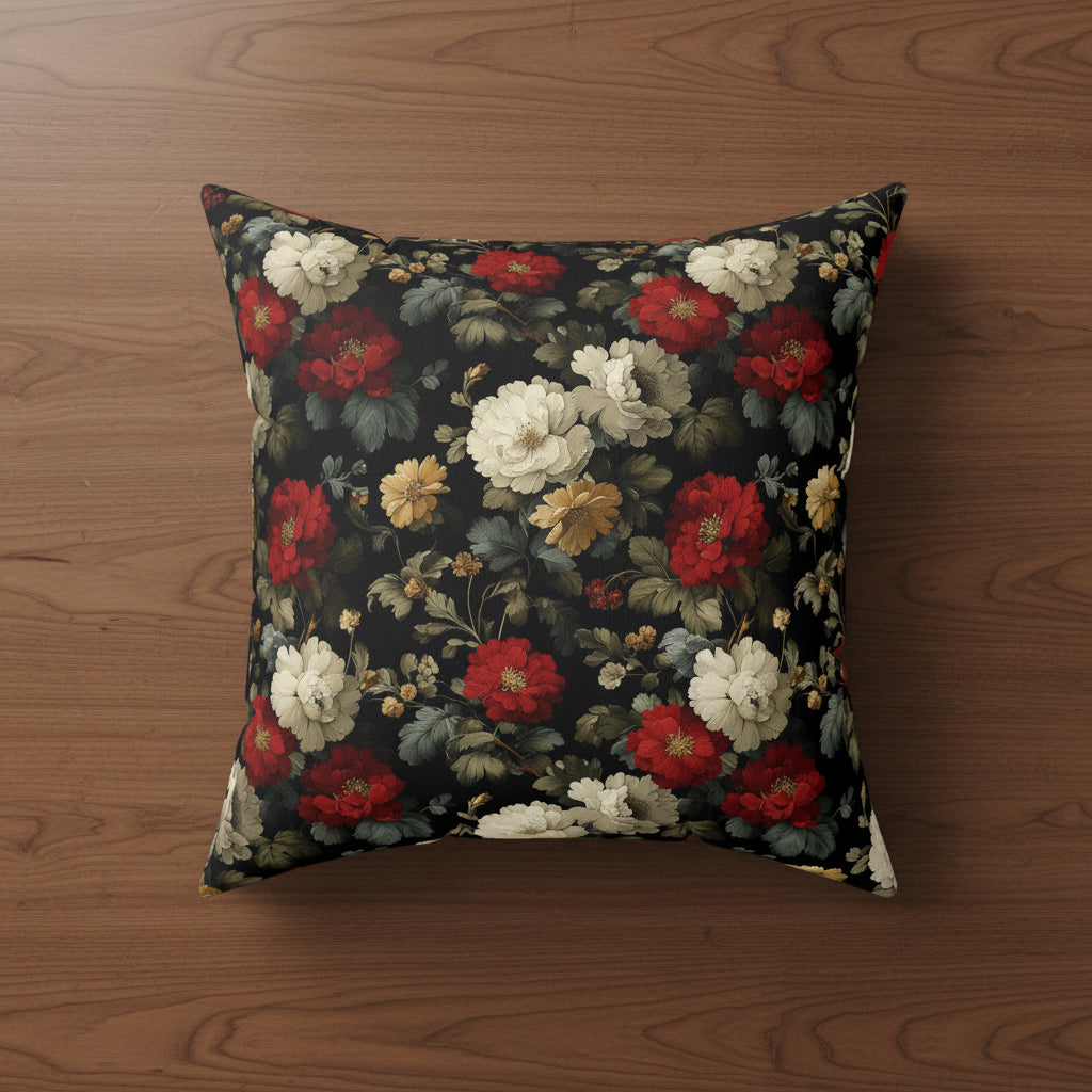 Vintage Roses Faux Suede Pillow