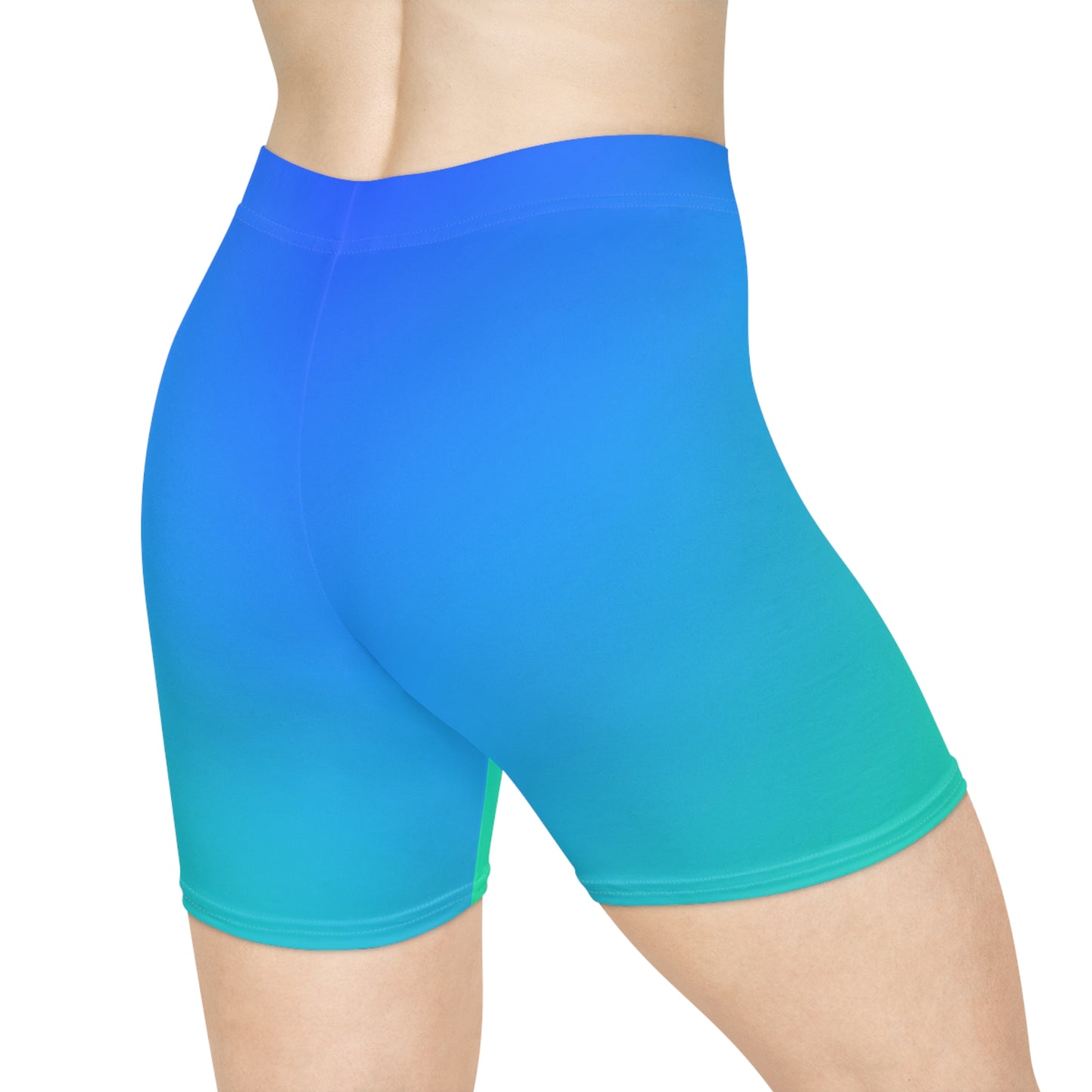 Blue Gradient Bike Shorts — Women's Ombre Activewear