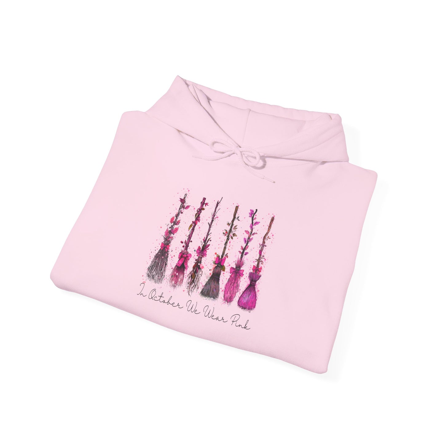 In October We Wear Pink - Witches Brooms • Breast Cancer Hoodie