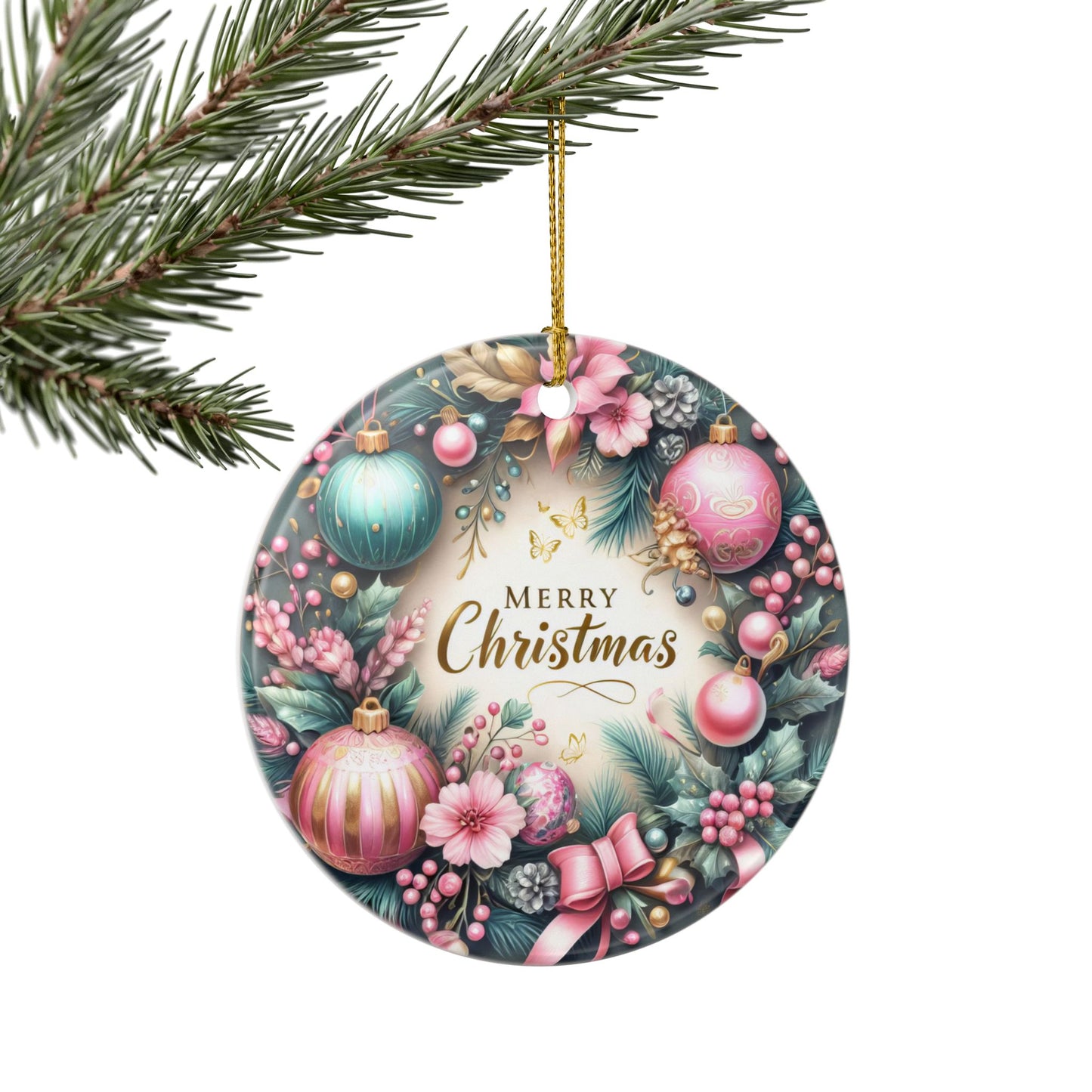 Christmas Elegance Ceramic Ornament