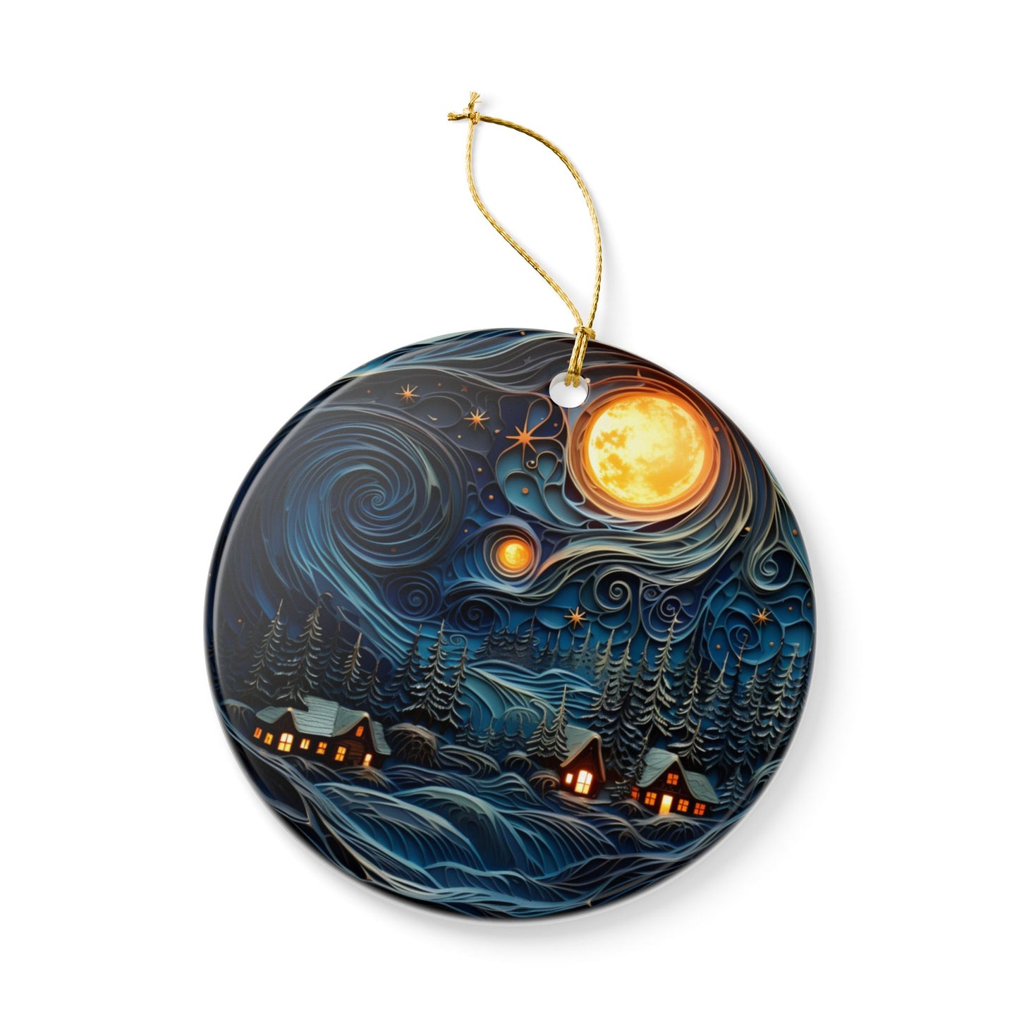Midwinter Sky Ceramic Christmas Ornament