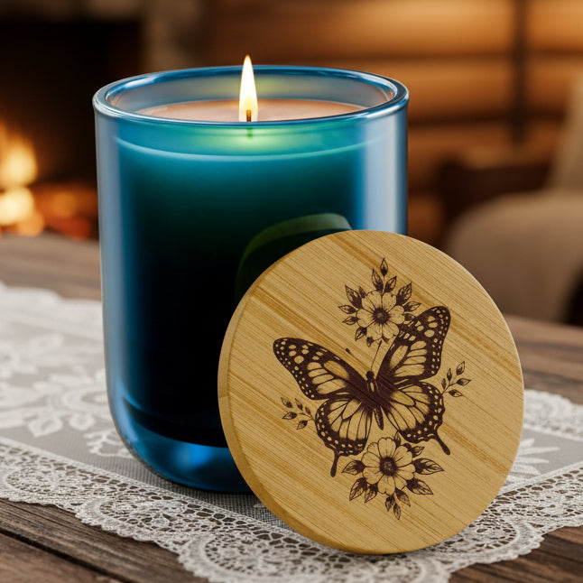 Wildwood Valley Butterfly 14oz Engraved Soy Candle | Scented Gift Candle
