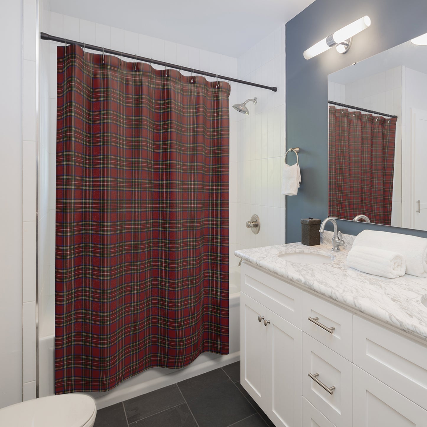 Red Plaid Shower Curtain