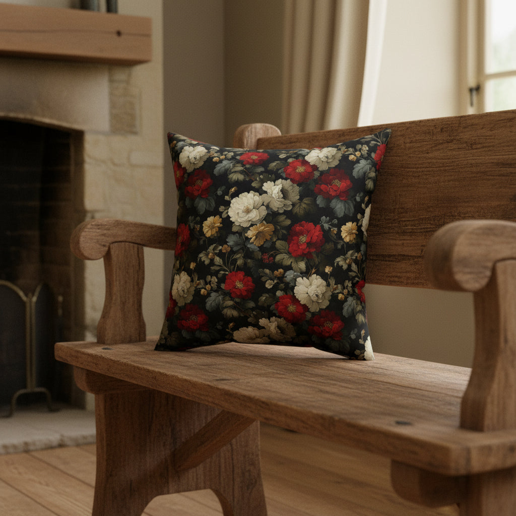 Vintage Roses Faux Suede Pillow