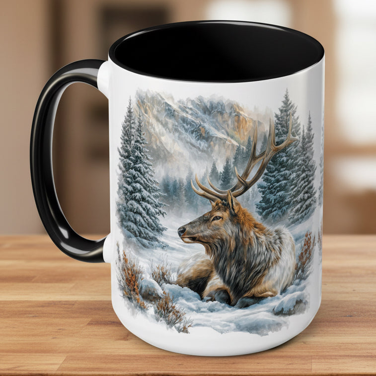 Winter Elk 15oz Accent Coffee Mug