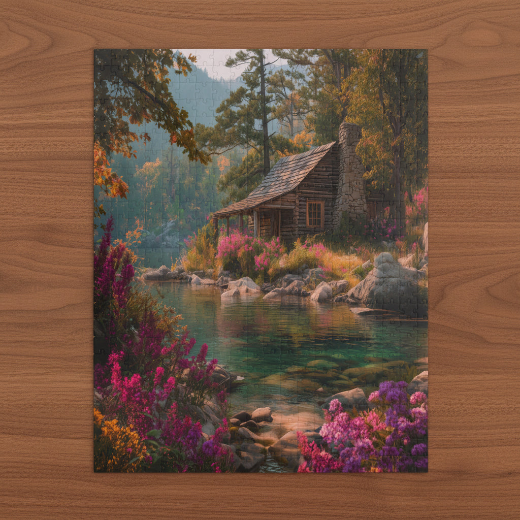 Scenic Lakeside Cabin Jigsaw Puzzle — 110/252/529/1014 pcs