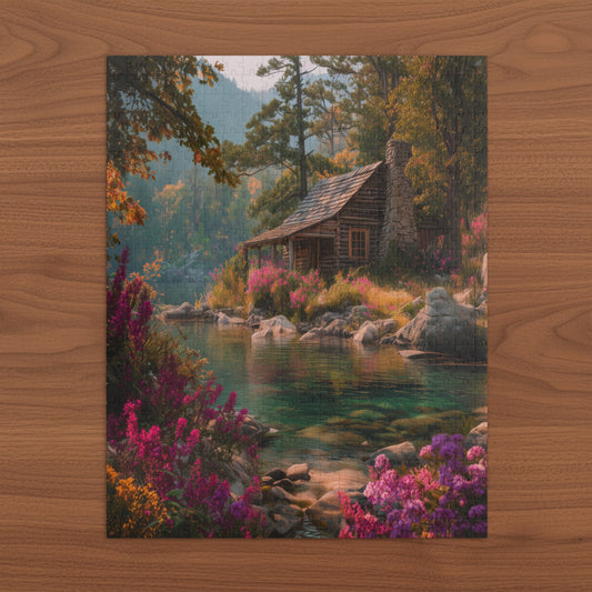 Scenic Lakeside Cabin Jigsaw Puzzle — 110/252/529/1014 pcs