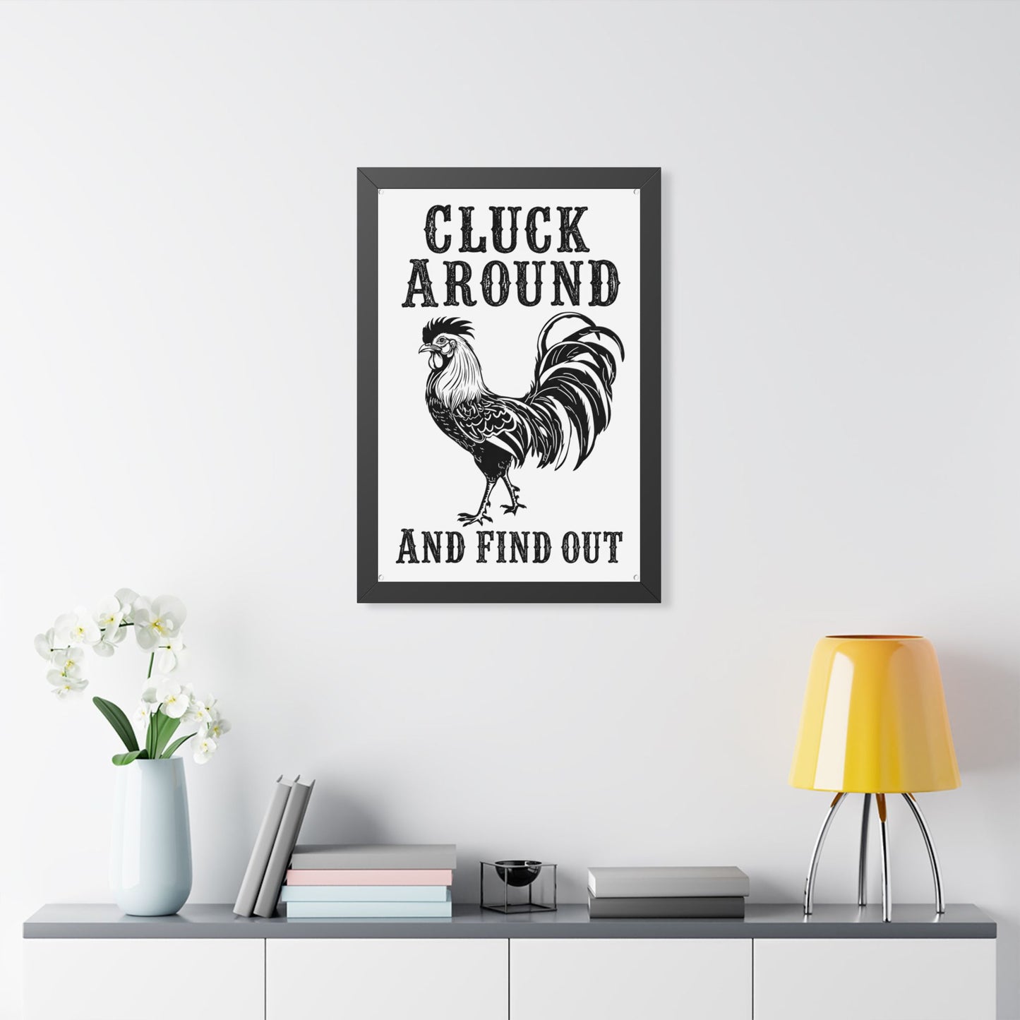 Cluck Around and Find Out Rooster Farmhouse Framed Wall Art