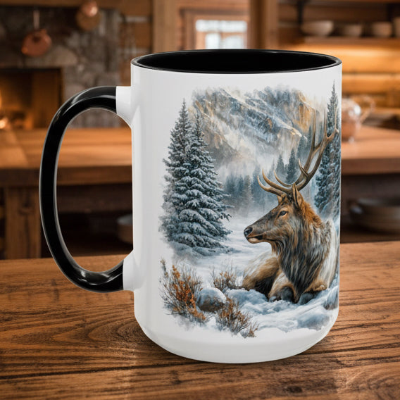 Winter Elk 15oz Accent Coffee Mug
