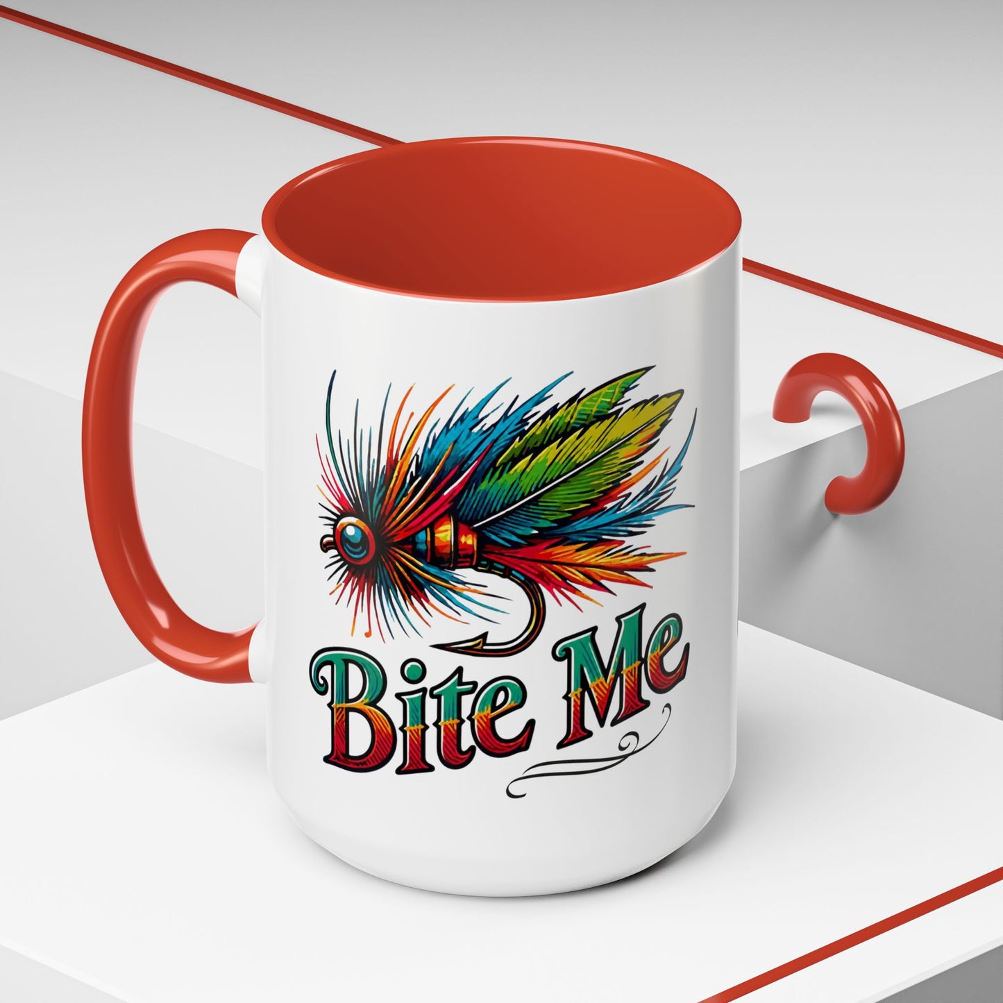 Fishing Lure “Bite Me” 15oz Accent Coffee Mug