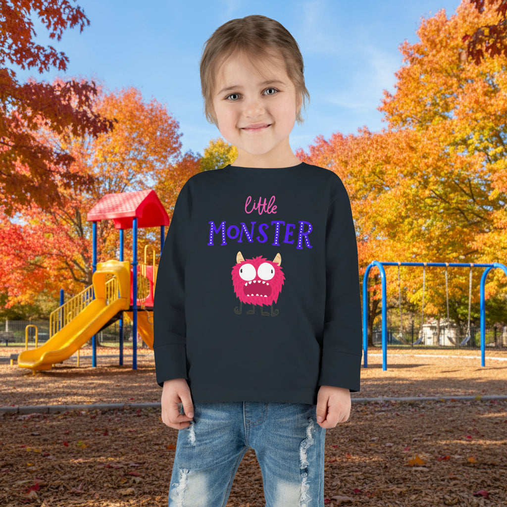 Little Pink Monster Toddler Long Sleeve Tee