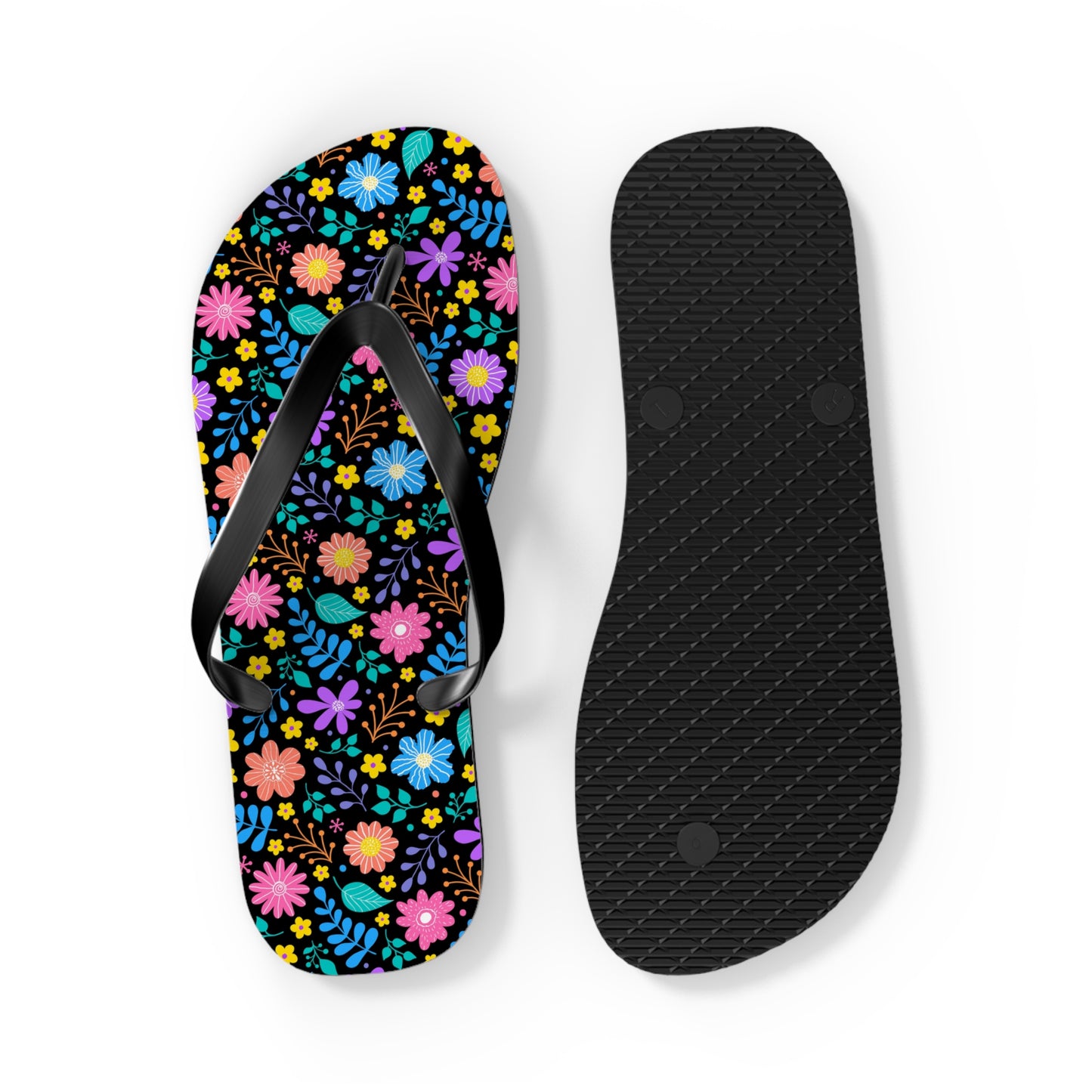 Floral Pattern Flip Flops — Bright Spring Garden Beach Sandals