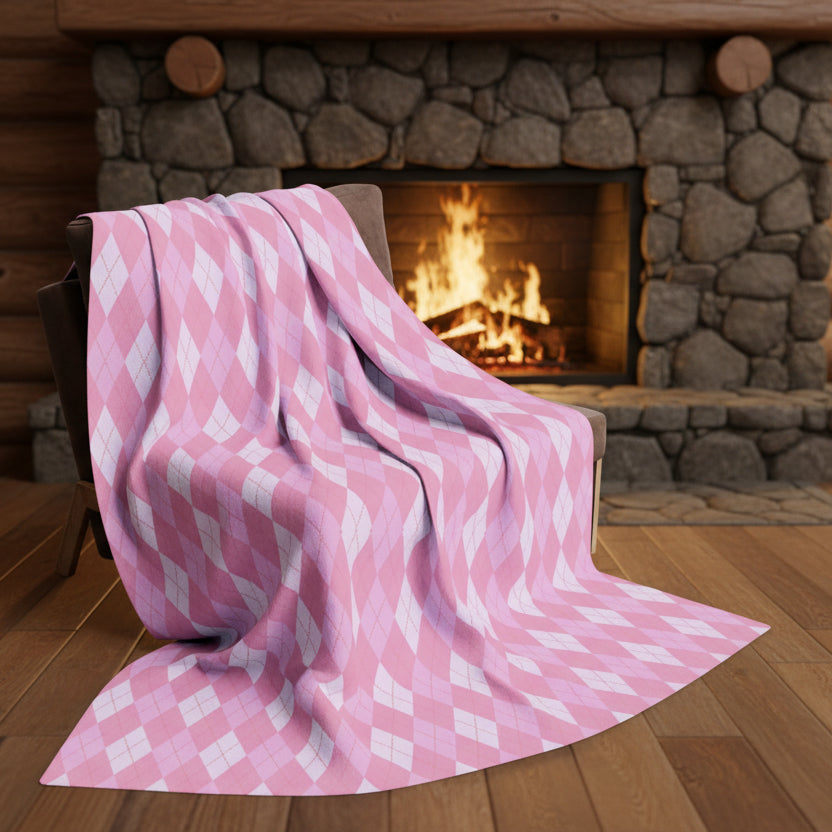 Pink Argyle Fleece Blanket