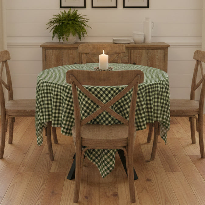 Forest Green Gingham Tablecloth