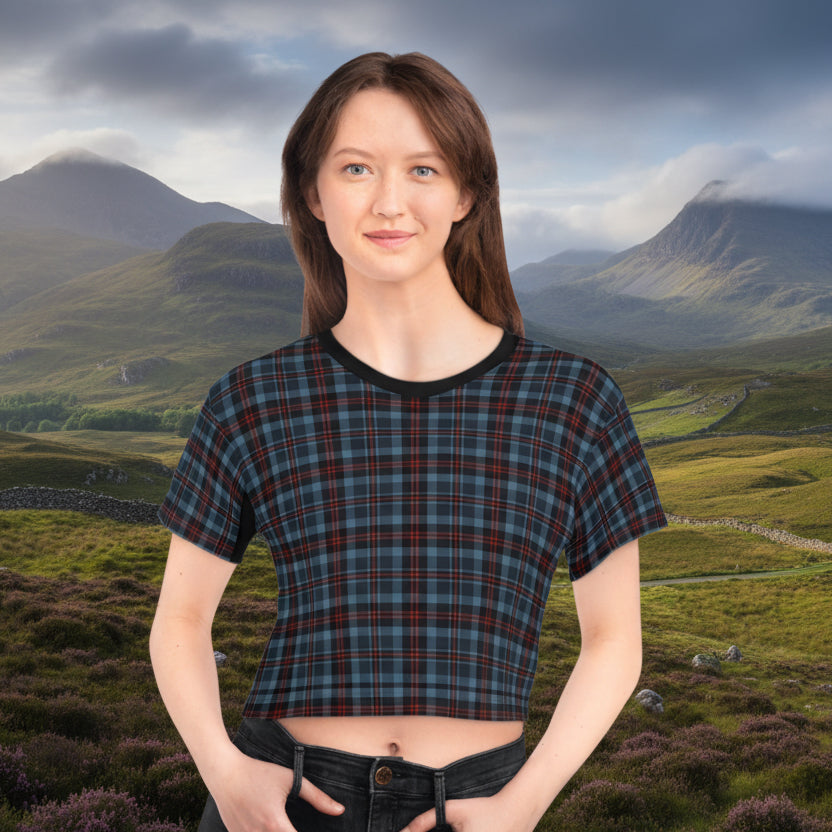 Highland Hearth Blue Plaid Crop Top