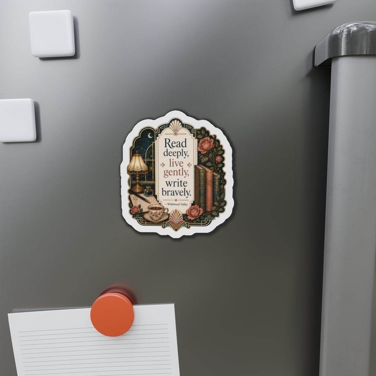 Read Deeply Live Gently Magnet — Literary Vintage Die-Cut Magnet