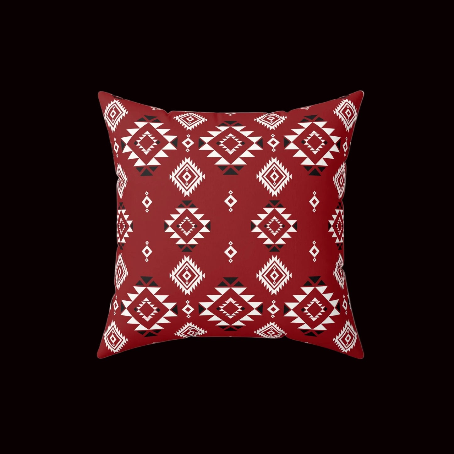 Crimson Tribal Motif Faux Suede Pillow