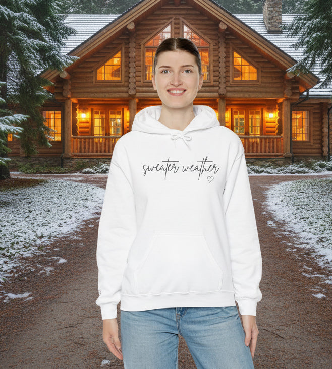 Sweater Weather Hoodie with Heart accent sleeve
