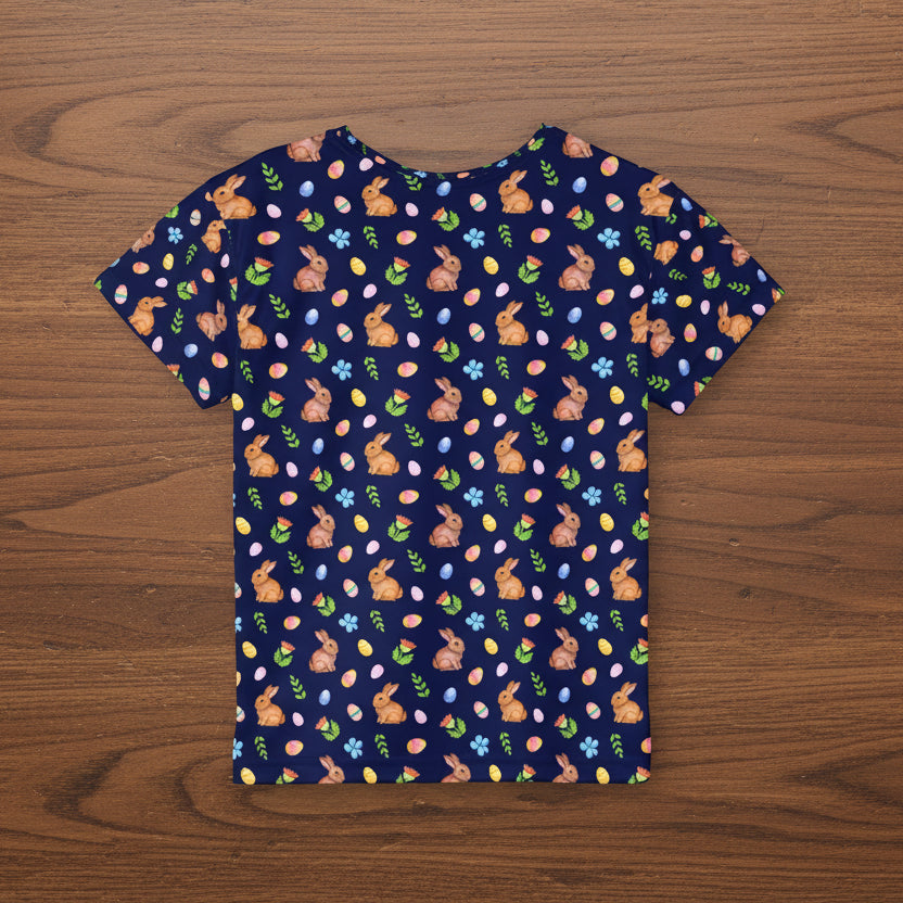 Kids Easter Bunny & Eggs Navy Tshirt