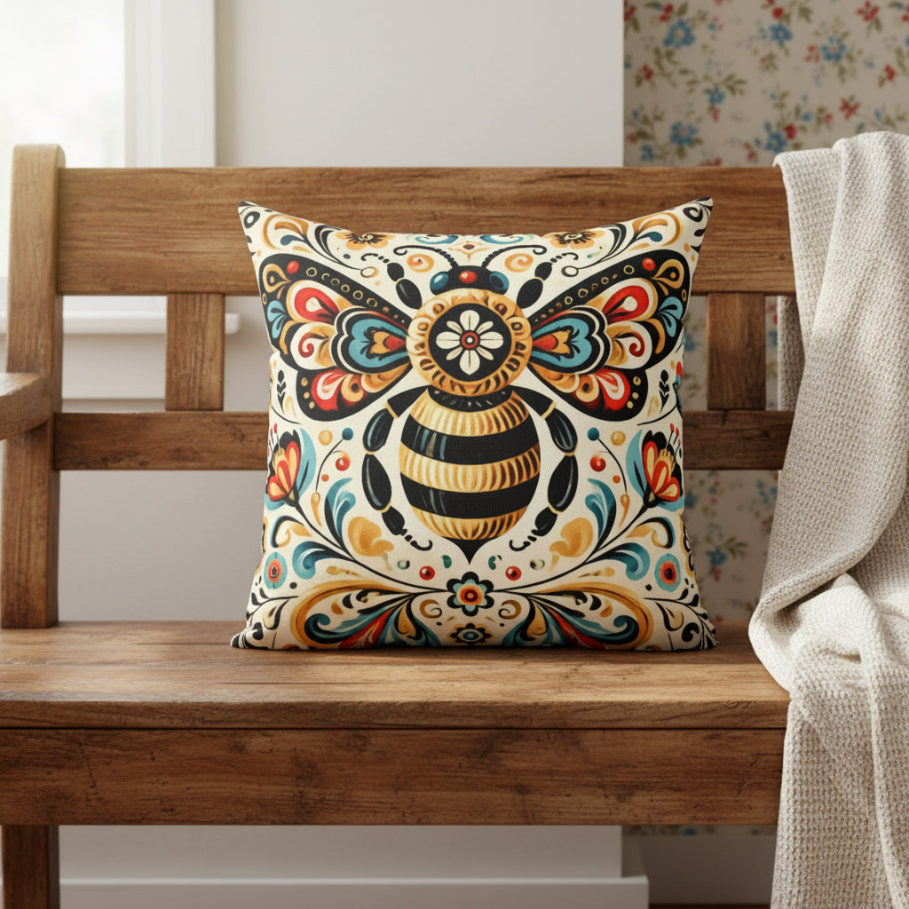 Boho Bee Faux Suede Pillow