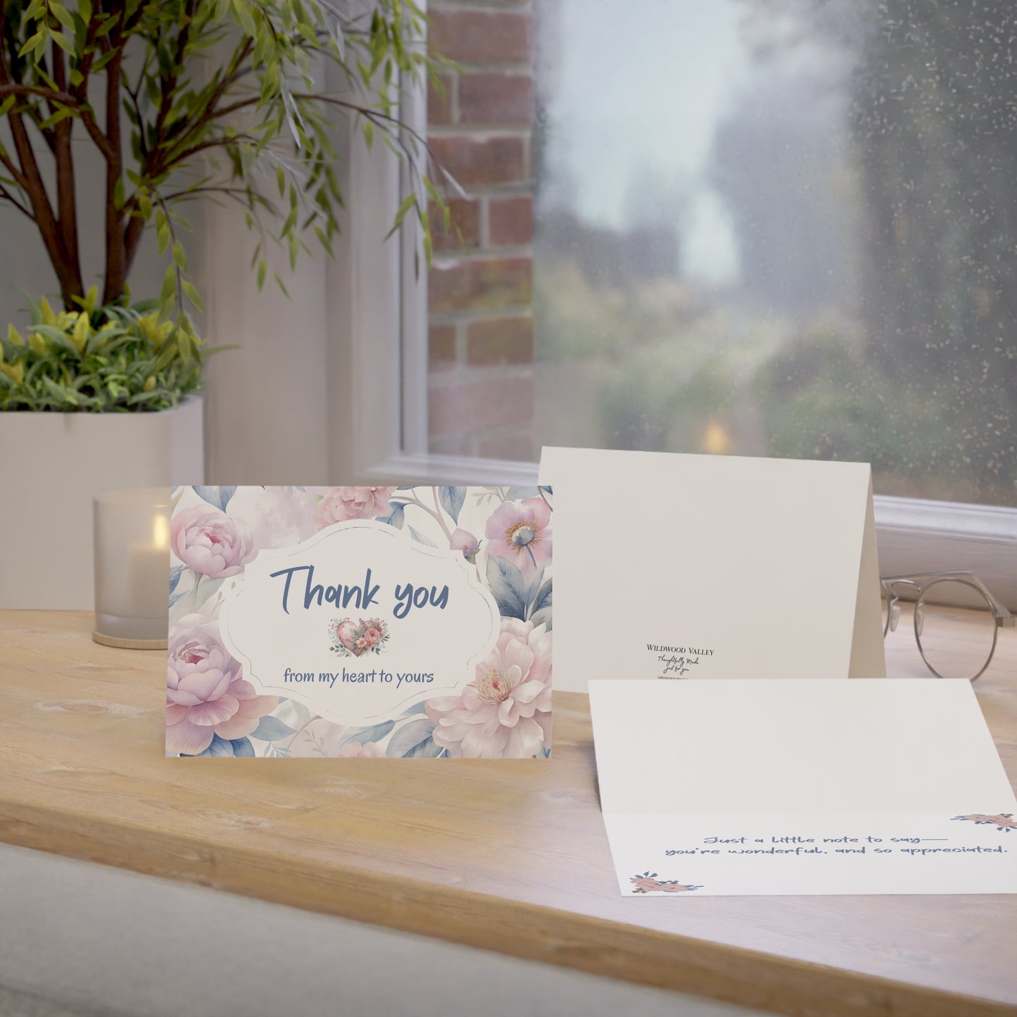 Thank You Floral Greeting Cards — Pack of 1 or 10