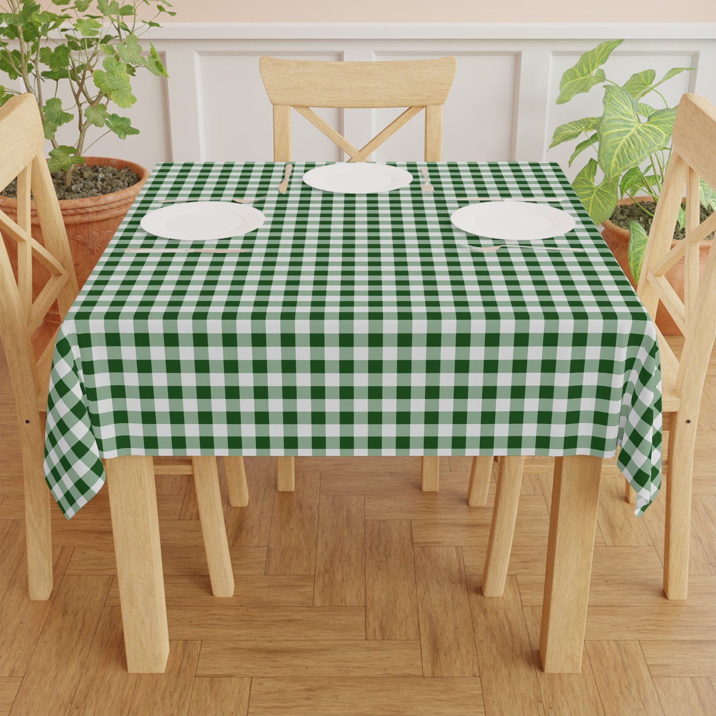 Green Gingham Tablecloth
