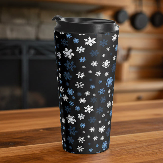 Blue Snowflakes 15oz Stainless Steel Tumbler