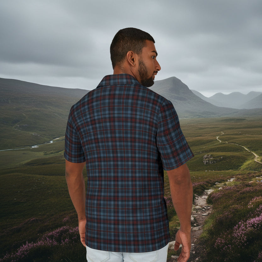 Highland Hearth Men's Blue Plaid Button-Up Shirt