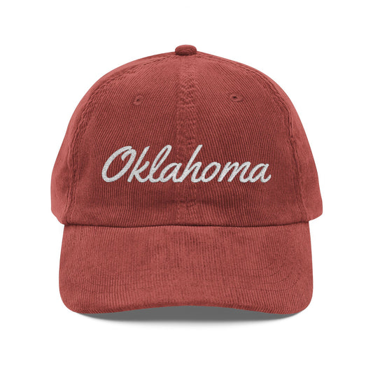 Oklahoma Embroidered Corduroy Baseball Cap