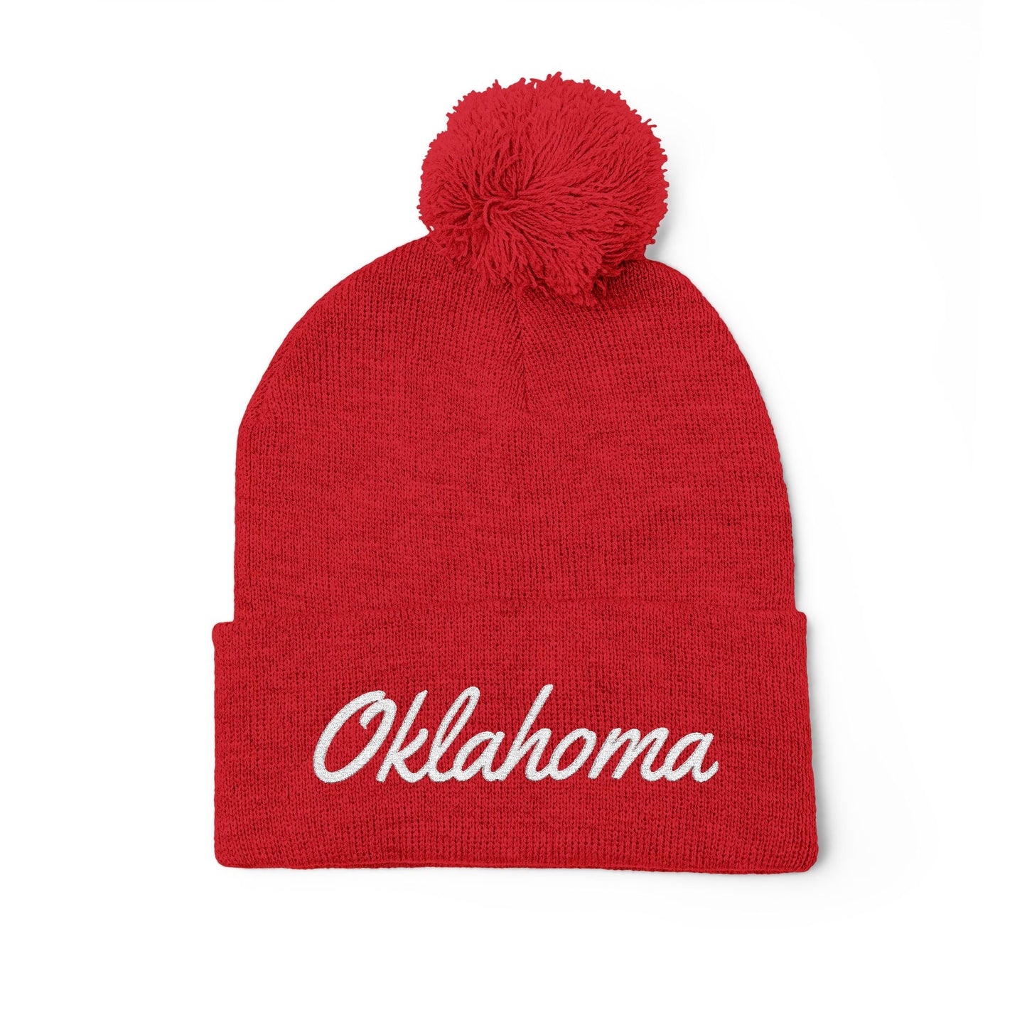 Oklahoma Embroidered Pom-Pom Knit Cap — Oklahoma Beanie for Fans