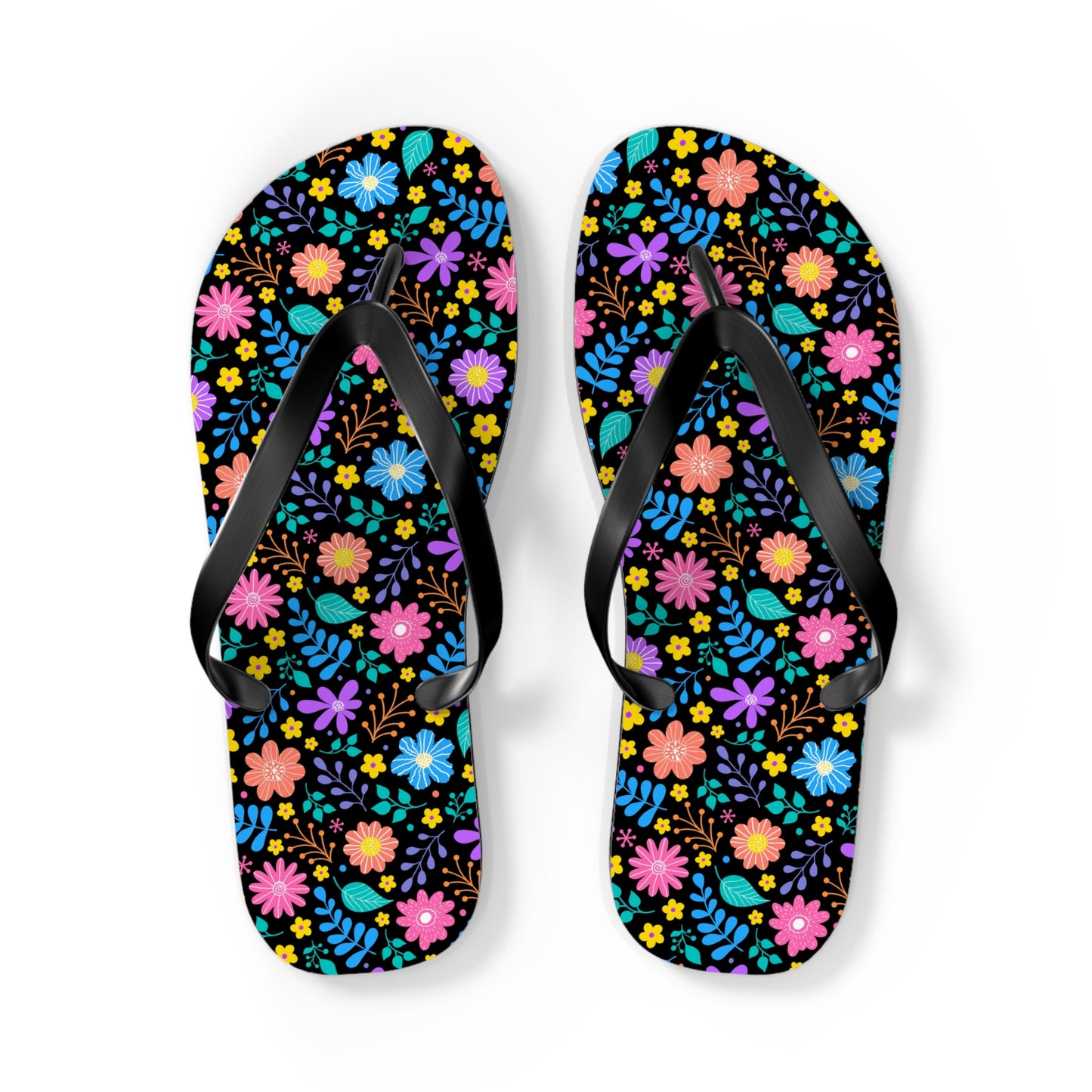 Floral Pattern Flip Flops — Bright Spring Garden Beach Sandals