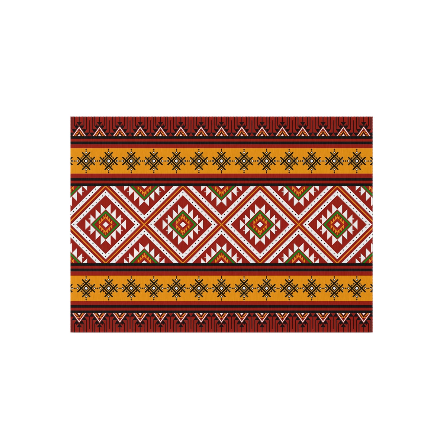 Southwestern Diamond Outdoor Rug — Boho Tribal Patio Mat