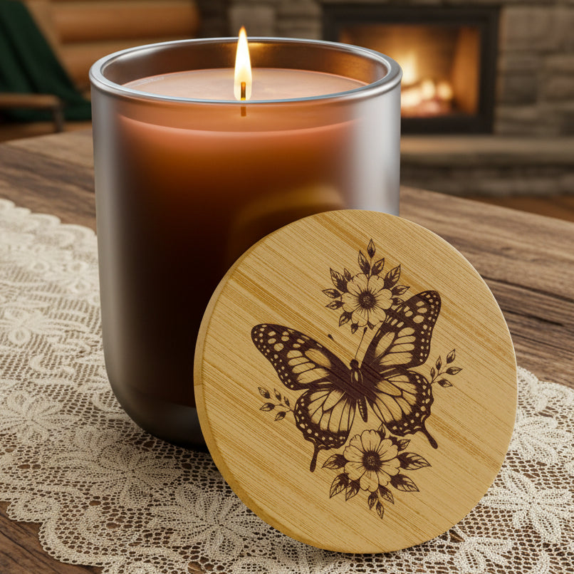 Wildwood Valley Butterfly 14oz Engraved Soy Candle | Scented Gift Candle