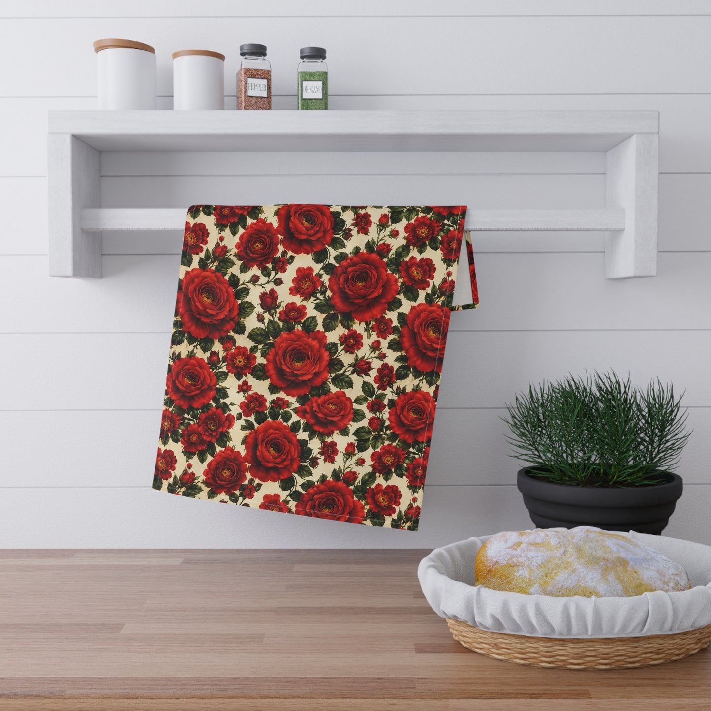 Riverfront Roses Tea Towel
